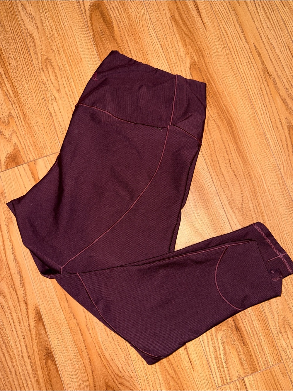 adidas Plum Performance Leggings with Pink Contrast Stitching